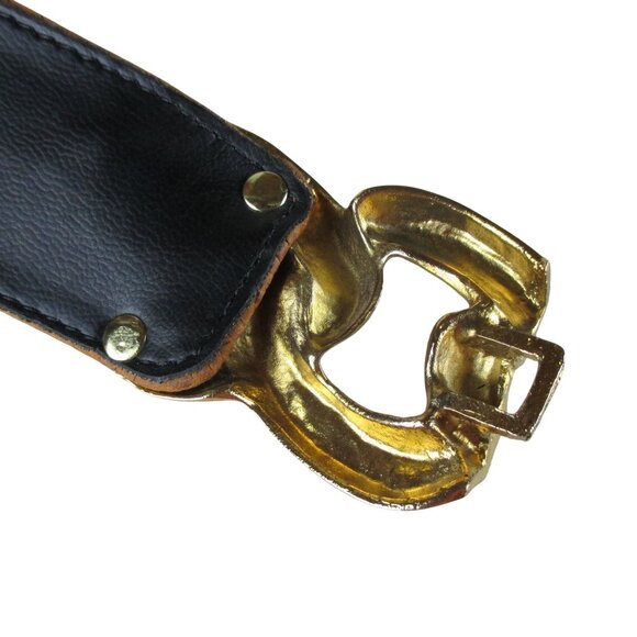 Raina Belt Jaclyn Chain Leather Adjustable Brown Gold Buckle Classic - Picture 6 of 6